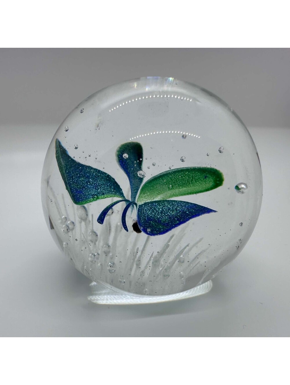 Dynasty Gallery Art Glass Butterfly Paperweight Blue Green Handcrafted EUC